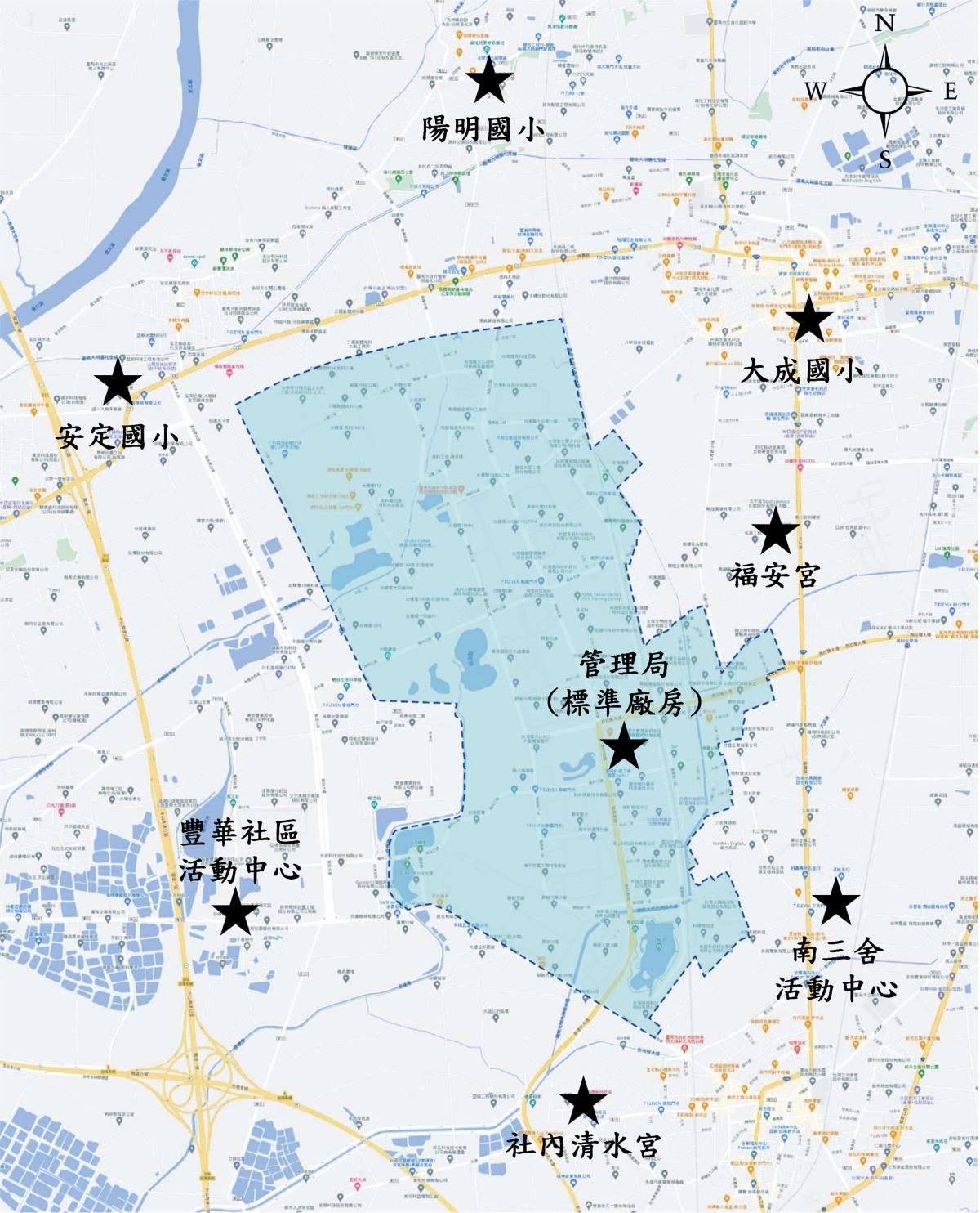 臺南園區環境影響評估空氣品質監測位置圖