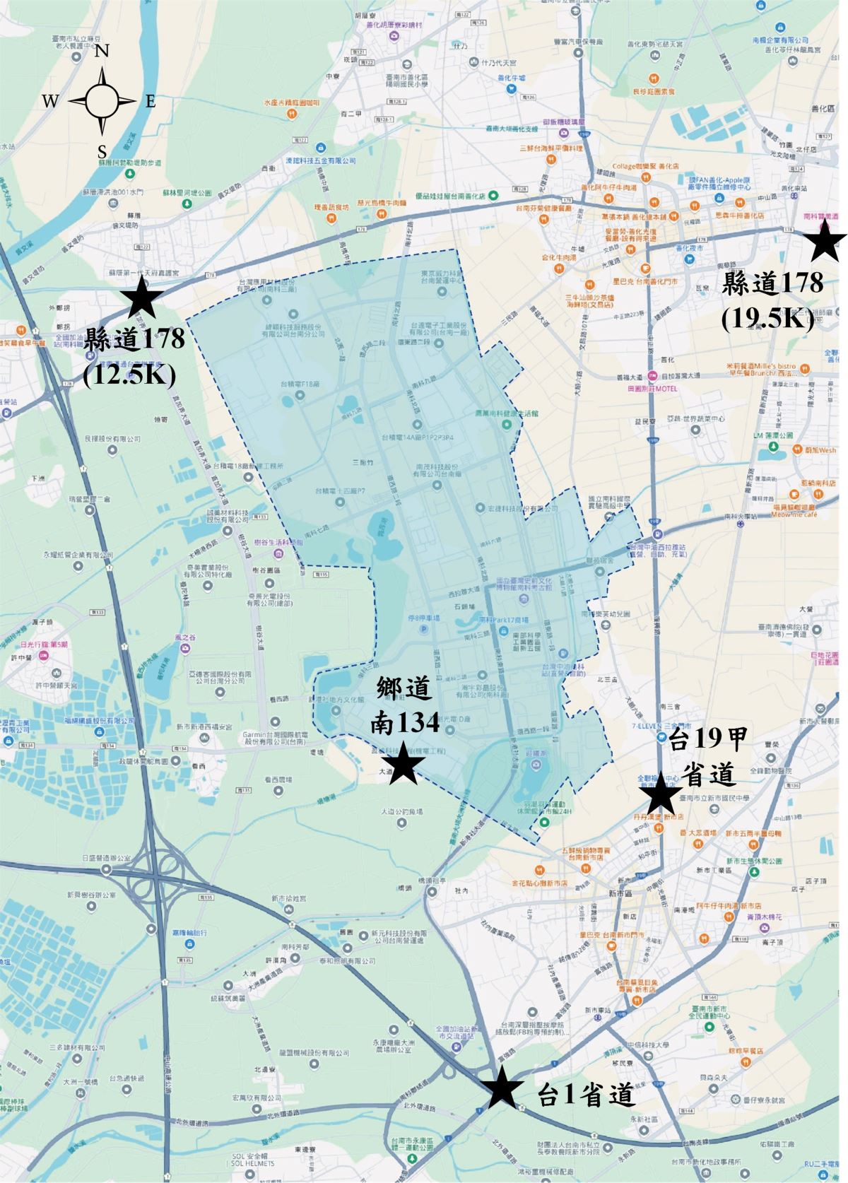 臺南園區環境影響評估交通相關監測位置圖