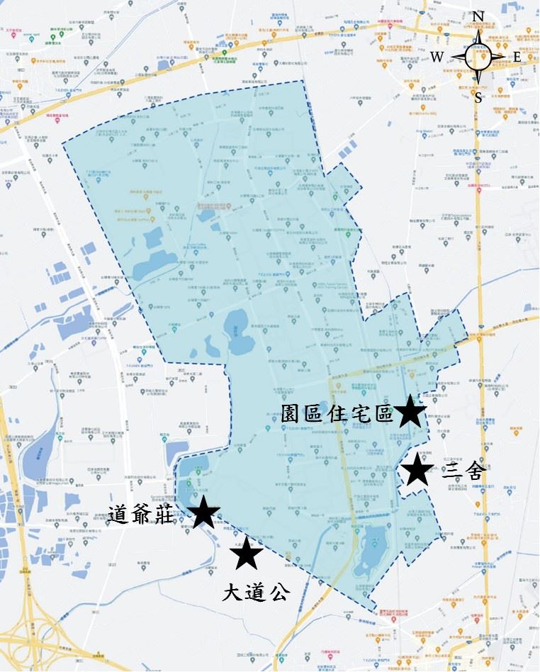 臺南園區環境影響評估環境噪音監測位置圖