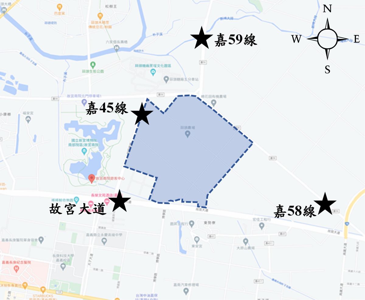 嘉義園區環境影響評估交通相關監測位置圖