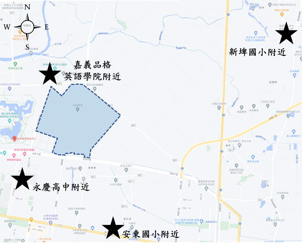 嘉義園區環境影響評估空氣品質監測位置圖