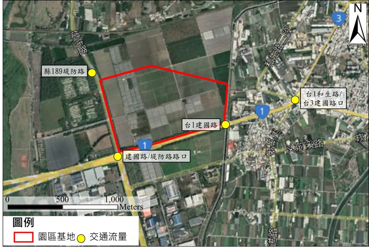 屏東園區環境影響評估道路交通量監測位置