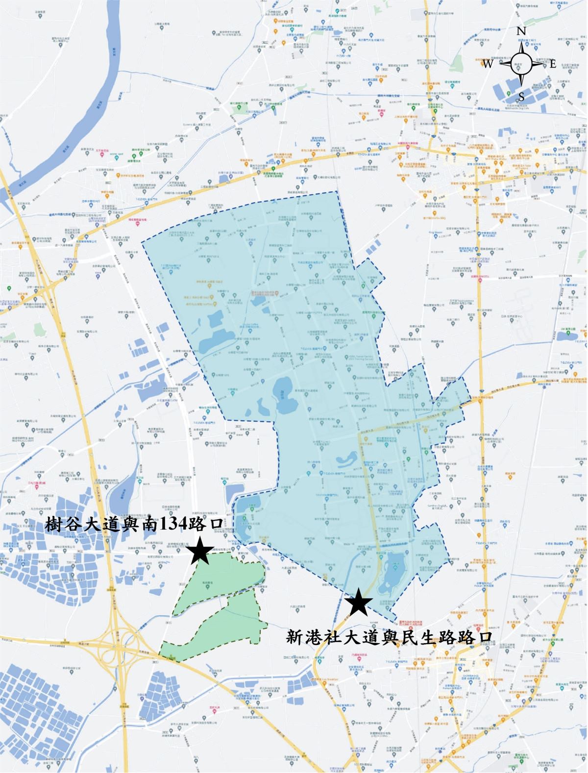 臺南三期園區環境影響評估交通相關監測位置圖