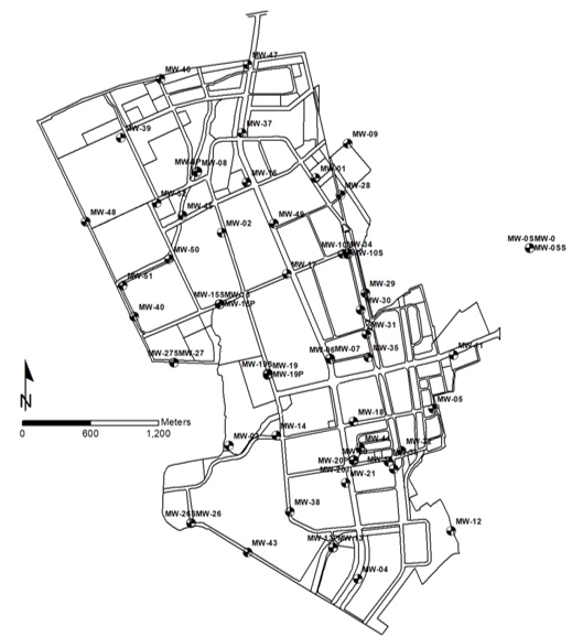 臺南園區地下水監測井分布圖